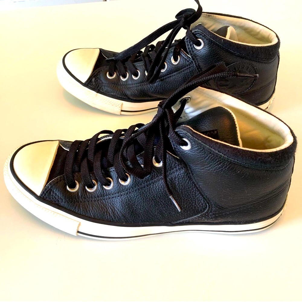 Converse City CT High Hiker Black Leather High Top Sneakers Women’s 10 Men’s 8